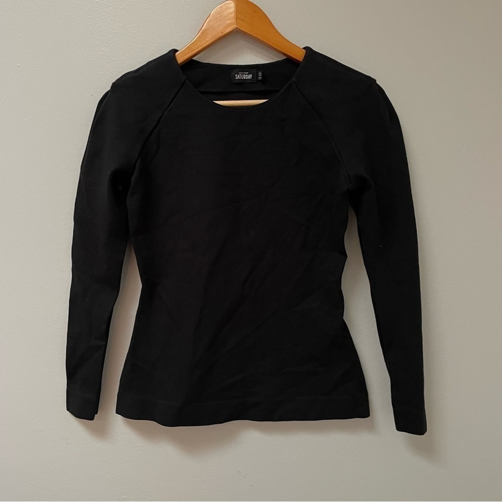 Kate Spade Saturday Women's Black Long Sleeve Crew Neck Top Size XS